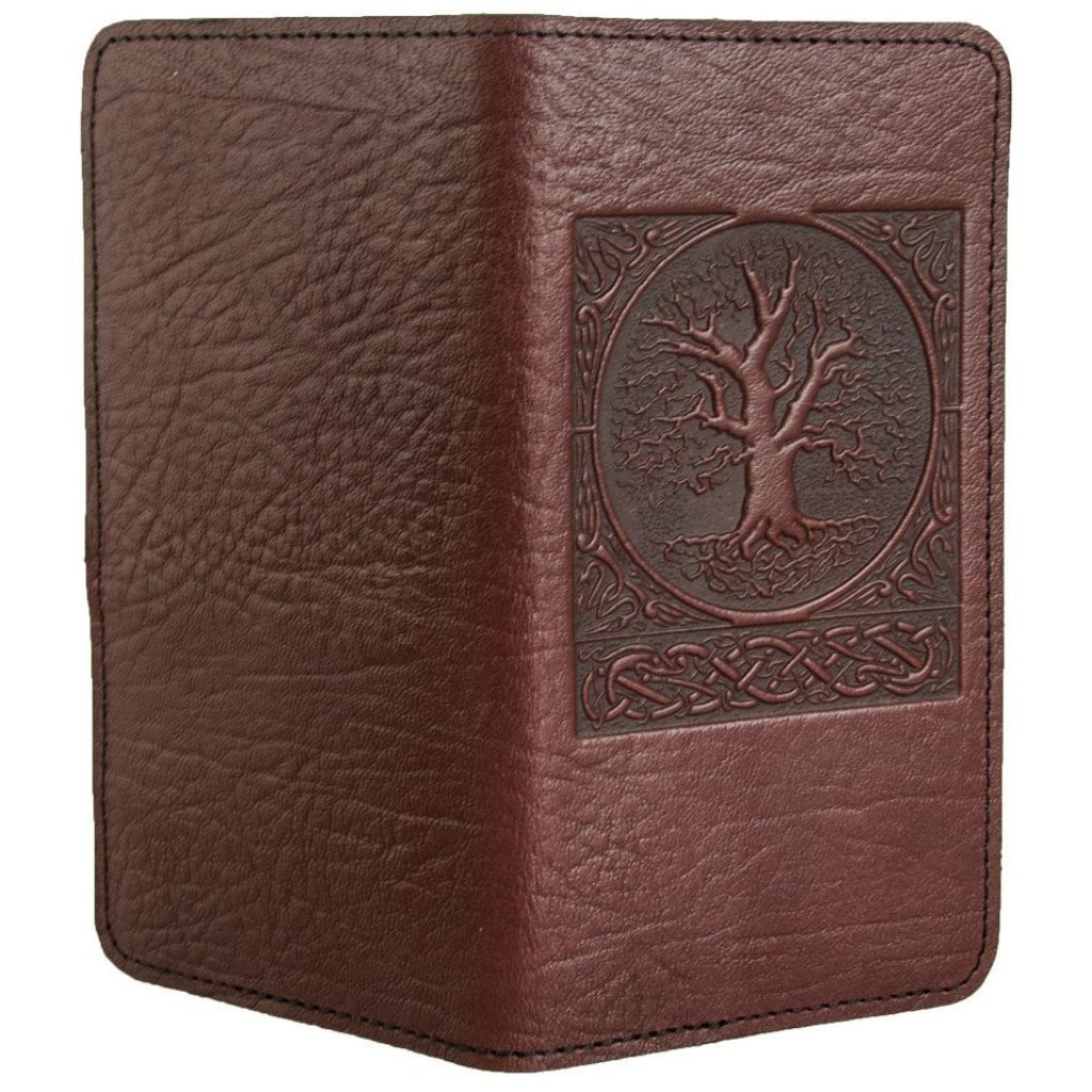 Checkbook Cover, World Tree in Wine - Open