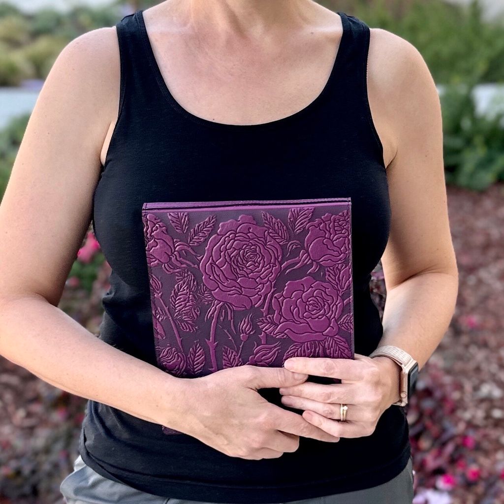 Oberon Design Leather Kindle Scribe Cover, Wild Rose in Orchid, Model